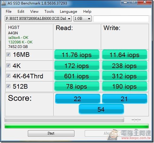 AS SSD benchmark 1.8.5636.37293 - IOPS