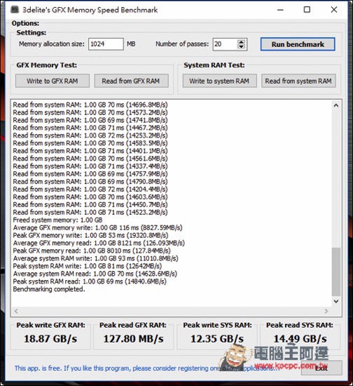 GFX Memory Speed Benchmark