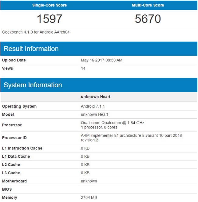 Snapdragon 660 Geekbench 跑分