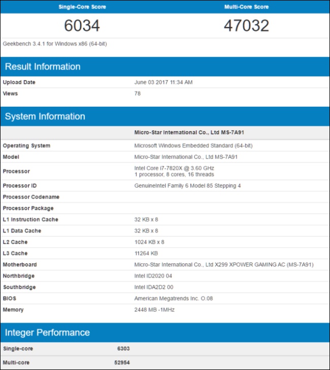 Core i7-7800X 等處理器分數於 GeekBench 資料庫曝光，均有力敵 Ryzen 系列的表現 - 電腦王阿達