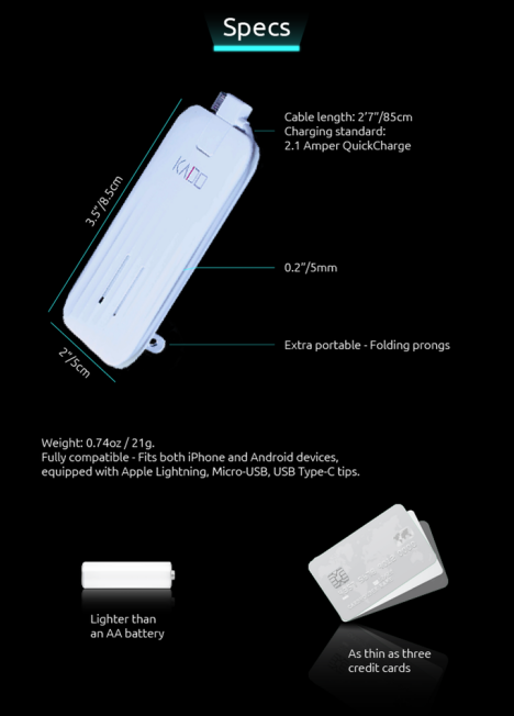 全球最薄，只比信用卡厚一點的 KADO 充電器問世 - 電腦王阿達