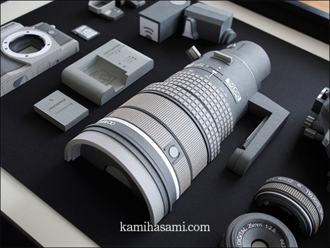 日本神人用紙張做出逼真 OLYMPUS OM-D E-M5 相機與配件，鏡頭甚至做到能拆裝 - 電腦王阿達