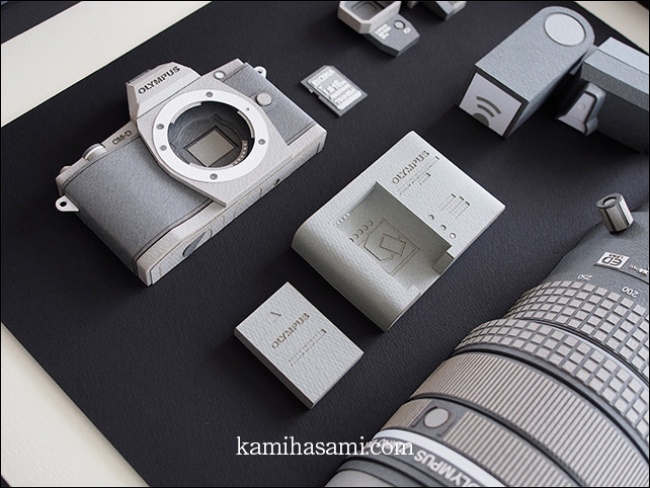 日本神人用紙張做出逼真 OLYMPUS OM-D E-M5 相機與配件，鏡頭甚至做到能拆裝 - 電腦王阿達