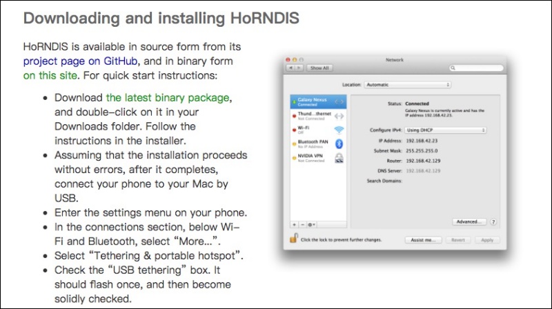 HoRNDIS 助你在 Mac 上使用 Android 手機透過 USB 分享來的網路 - 電腦王阿達