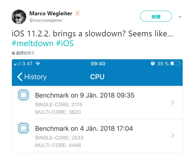 國外開發者實測發現 iOS 11.2.2 更新將使效能降低手機變慢 - 電腦王阿達