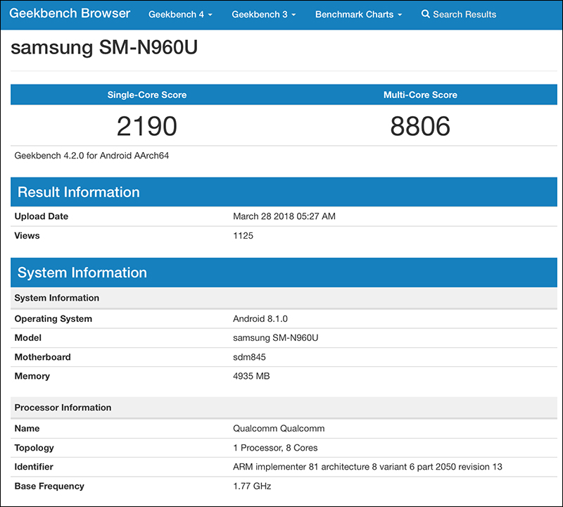 Samsung Galaxy Note 9 跑分首度現身 Geekbench - 電腦王阿達