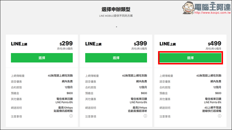 LINE MOBILE 線上申辦 499 吃到飽，免排隊！手把手申請教學 - 電腦王阿達