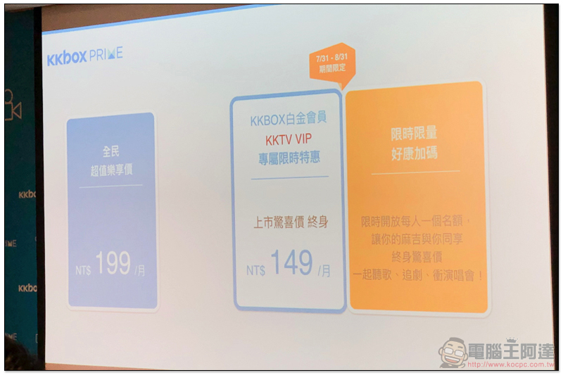 晉級全方位平台 「KKBOX Prime」超級娛樂包 整合旗下影音與 KKLIVE 服務 - 電腦王阿達