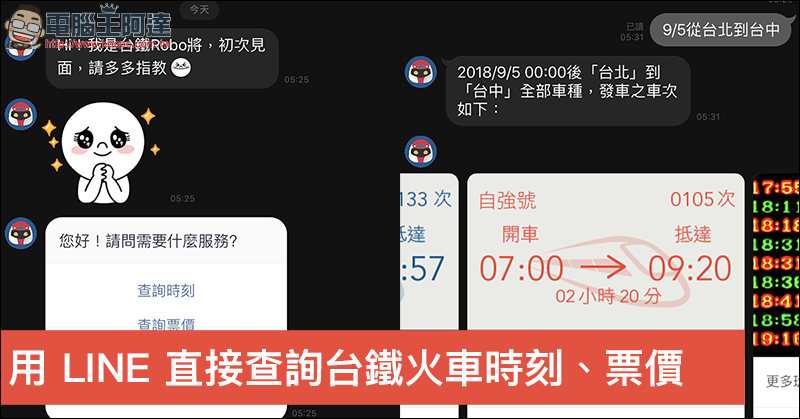 台鐵時刻通 ：用 LINE 直接查詢台鐵火車時刻、票價 - 電腦王阿達