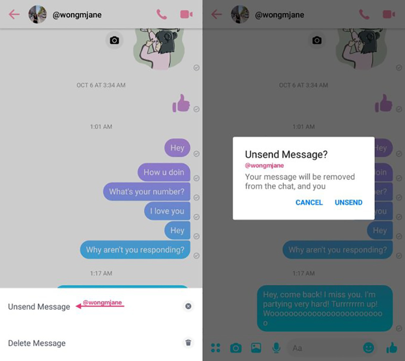  Facebook Messenger 刪除訊息 