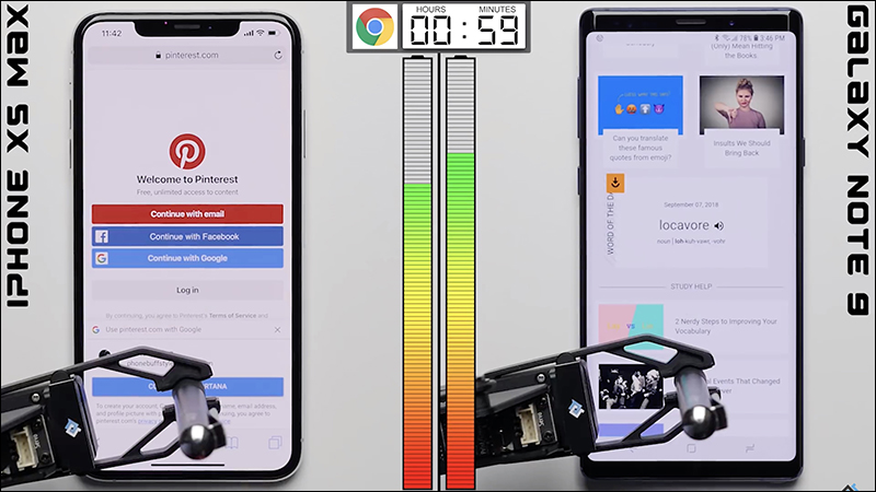 iPhone XS Max 和 Samsung Galaxy Note 9 續航力 比拼，超公平、用機器人來操作 - 電腦王阿達