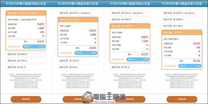 PChome雙11 優惠計算器 ：超簡單算出最佳敗家信用卡！（PTT 鄉民分享） - 電腦王阿達
