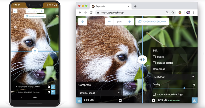 「圖片減肥」網頁應用 Squoosh