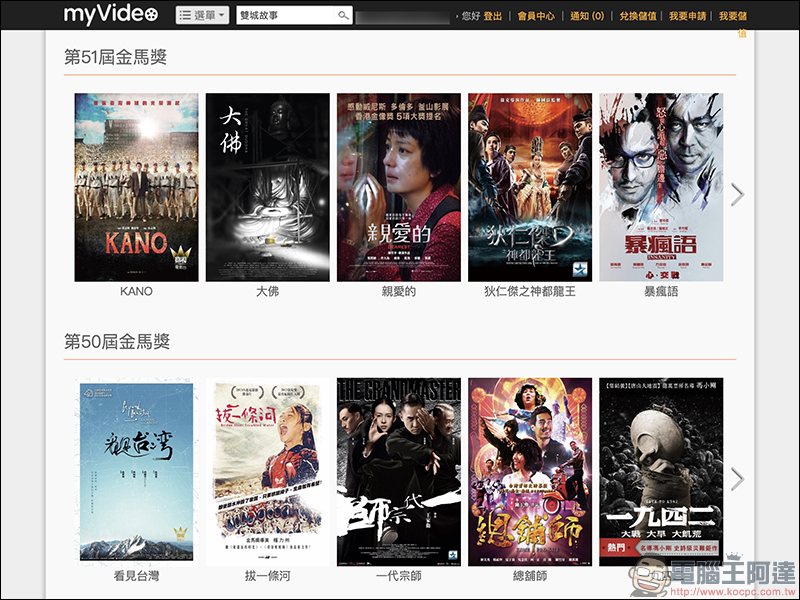 myVideo 推出「金馬獎55週年回顧」專區，歷年得獎強片 7 天免費看！ - 電腦王阿達