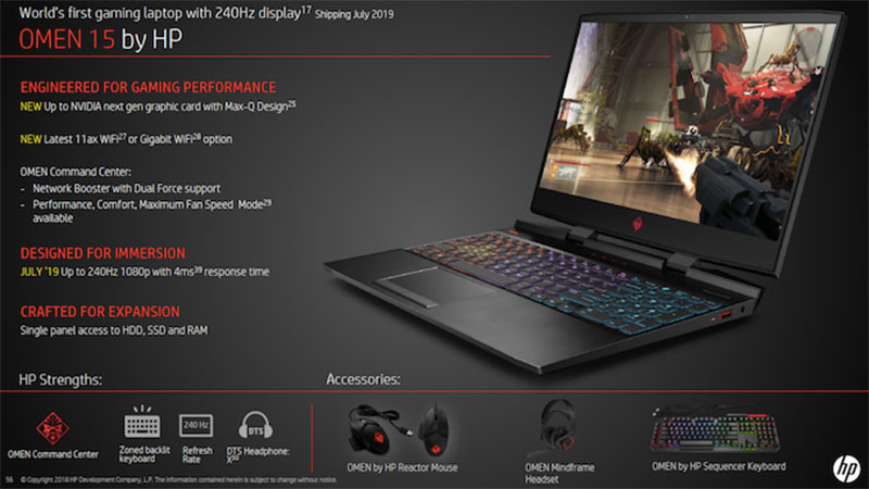 全球首款 240Hz 電競筆電 HP Omen 15 發表，搭載新一代Nvidia Max-Q 架構顯卡 - 電腦王阿達