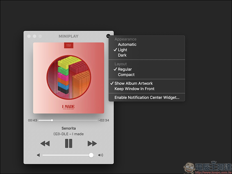 MiniPlay Mac App ，讓 Spotify 在 Mac 實現迷你播放器功能 - 電腦王阿達