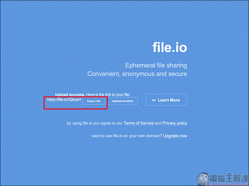 File.io 匿名安全免費空間 ：一次性下載連結，用完自動失效不留痕跡 - 電腦王阿達