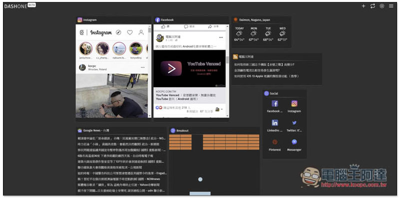 DashOne 賦予 Chrome 新分頁具備 Widget 小工具功能的免費擴充外掛 - 電腦王阿達