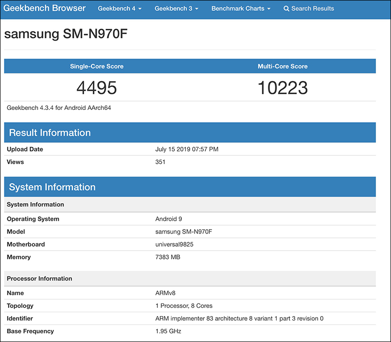 三星 Galaxy Note 10 Exynos 9825 處理器 GeekBench 跑分曝光 - 電腦王阿達