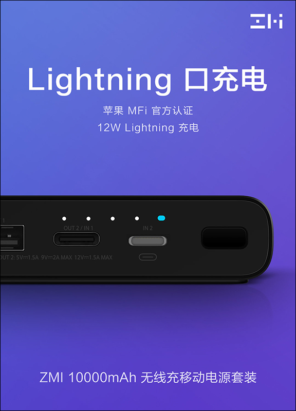 ZMI紫米 推出 10000mAh 無線充行動電源，支援 10W 無線充電、18W USB-C 雙向快充、 Lightning 輸入 - 電腦王阿達