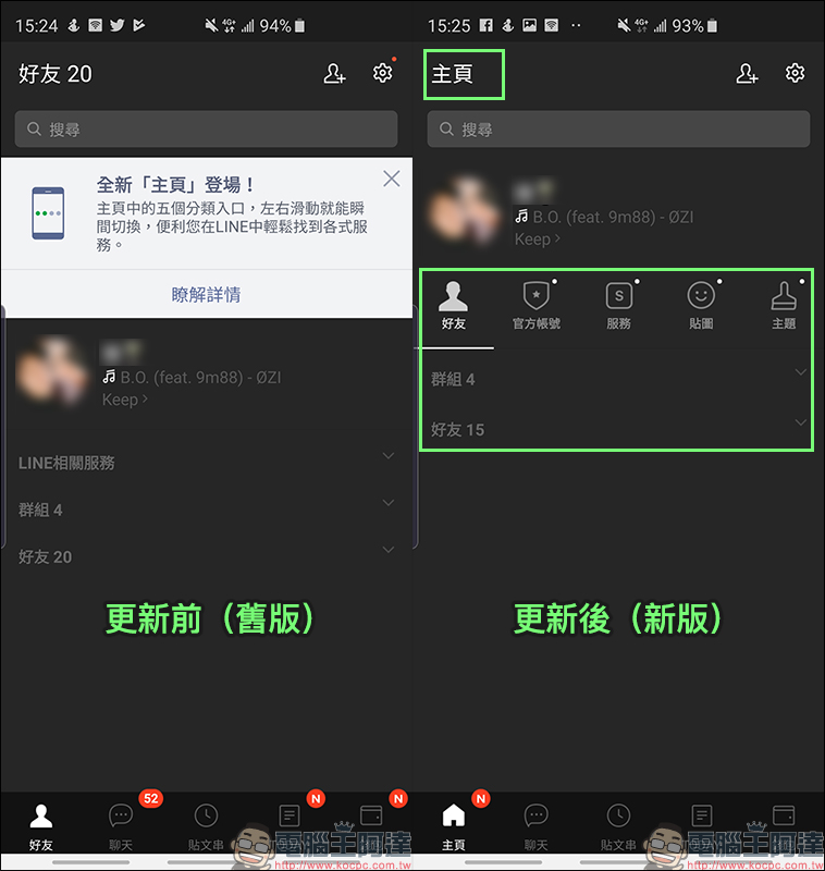 LINE全新「主頁」 正式上線 ！整合五大分類入口，資訊一目暸然 - 電腦王阿達