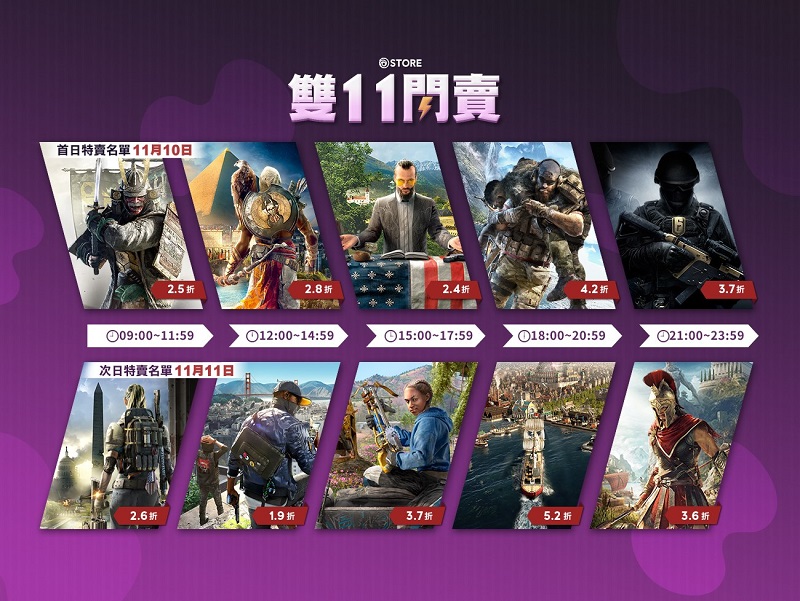  Ubisoft 11月10日－11日推出快閃特賣 《全境封鎖2》等熱門遊戲1.9 折起