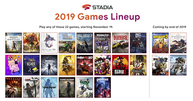 Google Stadia 遊戲價格公布