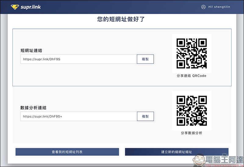 Supr.Link 超級連結 ：超簡單、最安全的縮址服務！分析及偵測表現，「加強投放推廣」提升有效點擊及閱覽！ - 電腦王阿達