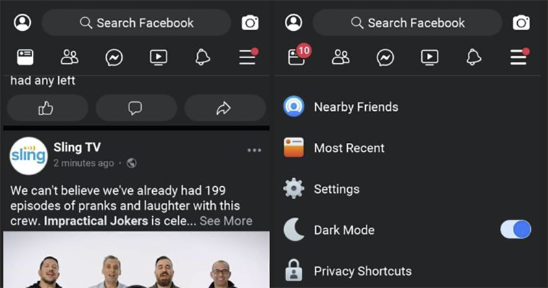 Facebook 終於有暗黑模式