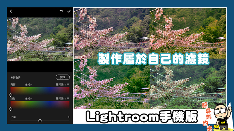 創造屬於你的濾鏡樣式，Adobe Lightroom手機版分割色調簡易教學 - 電腦王阿達