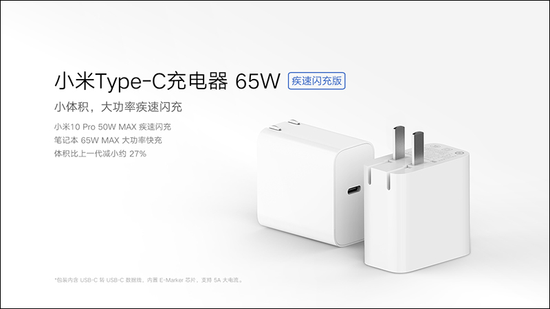 小米推出 Type-C 充電器 65W 極速閃充版，體積較前代縮小 27%，售價約 415 元 - 電腦王阿達