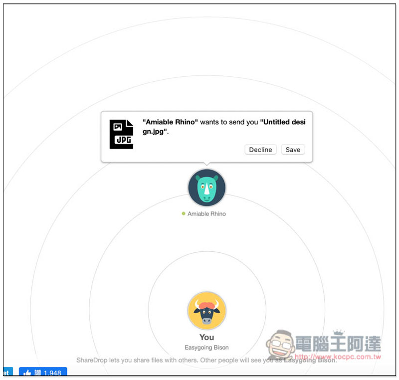 ShareDrop 免安裝、打開瀏覽器就能傳檔、分享檔案給別人，採點對點傳輸技術 - 電腦王阿達