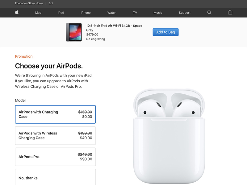 Apple 美國官網推 Back to School 2020 返校日教育優惠，今年改送 AirPods 藍牙耳機 - 電腦王阿達