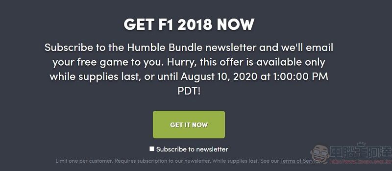 Humble Store限時提供《F1 2018》Steam註冊碼 可免費永久保存遊戲 - 電腦王阿達