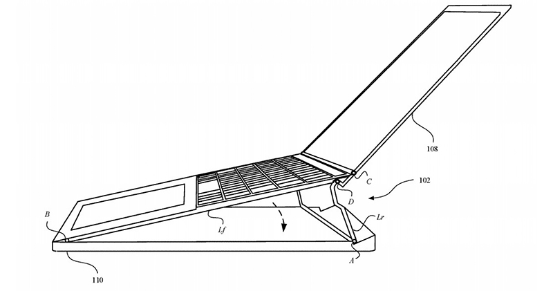 MacBook 鍵盤與螢幕抬升至更舒適角度的蘋果專利