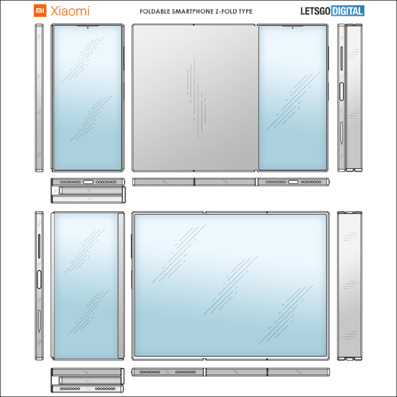 小米 Z Fold 三摺式摺疊手機設計專利曝光 - 電腦王阿達