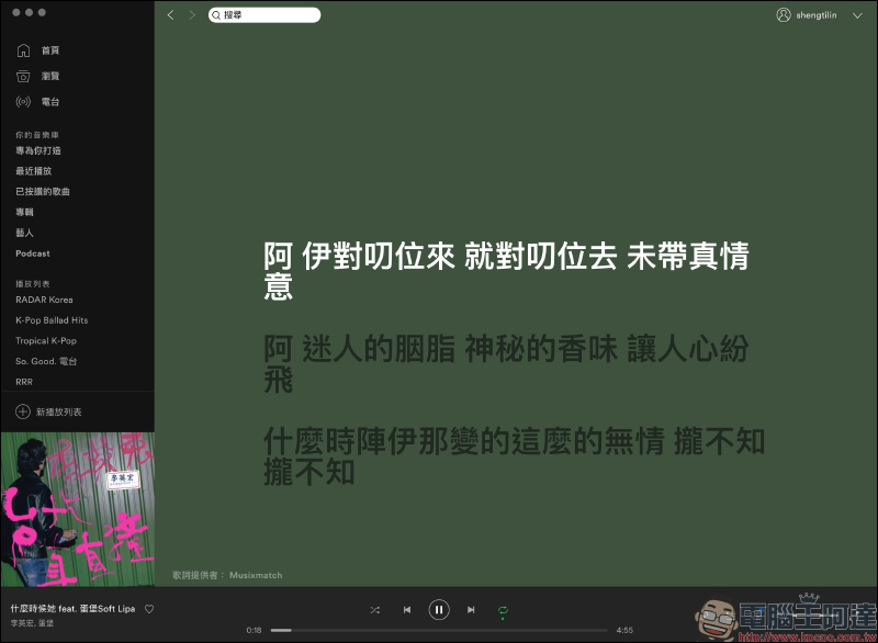 Spotify 電腦版悄悄推出「動態歌詞」功能（開啟教學） - 電腦王阿達