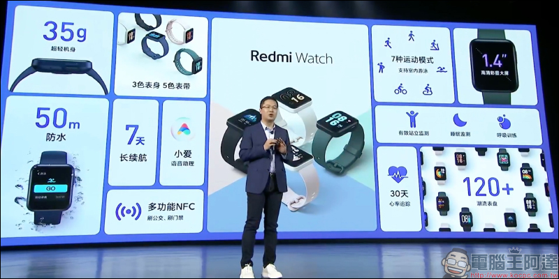 紅米 Redmi 發表品牌首款智慧手錶 Redmi Watch ： 1.4 吋方型螢幕、 35 克輕盈機身，售價僅約 1,295 元 - 電腦王阿達