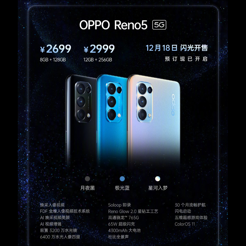 OPPO Reno5 系列正式發表：Reno Glow2.0 星鑽工藝提升質感，全面支援 90Hz 更新率螢幕、64MP 人像四鏡頭主相機、65W 超級閃充 - 電腦王阿達