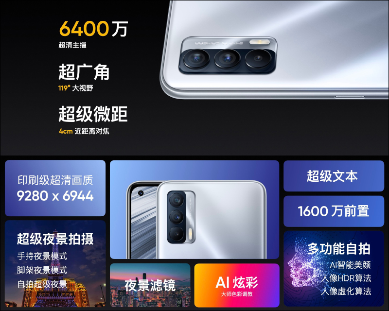 realme V15 正式發表：176 克輕盈重量、50W 智慧閃充並標配 65W 閃充充電器，售價僅約 6,450 元起 - 電腦王阿達