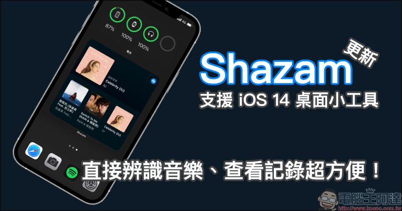 Shazam App 更新支援 iOS 14 桌面小工具，可直接辨識音樂、查看搜尋記錄超方便！ - 電腦王阿達