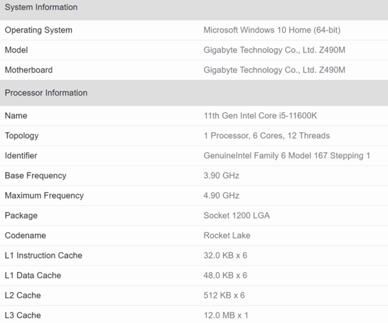 Intel-Core-i5-11600K-Geekbench-Specifications-768x640