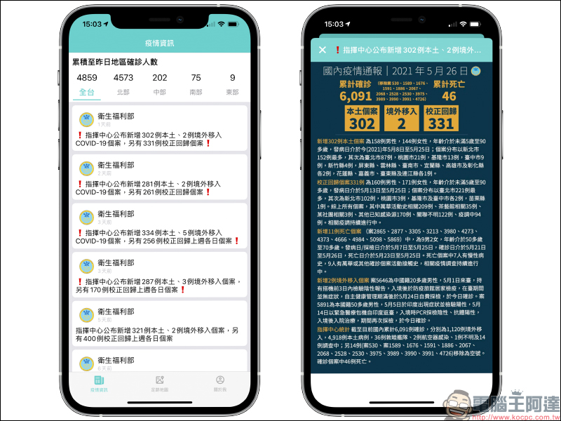 疫圖 App ，確診者足跡地圖快速查詢 - 電腦王阿達