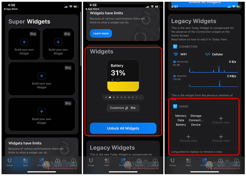 Usage: System Activity Widgets 提供多種 iPhone 系統資訊高質感 Widget 小工具的 App - 電腦王阿達