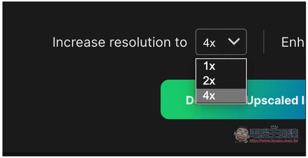 Upscale.media 利用 AI 將圖片、照片放大 4 倍的免費線上工具，無失真，內建提升品質功能 - 電腦王阿達