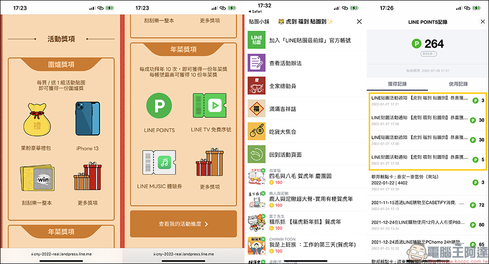LINE 貼圖「虎到 福到 貼圖到」新春活動，有機會拿 iPhone 13 、LINE POINTS 等好禮 - 電腦王阿達