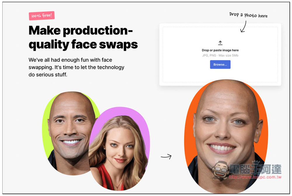 AI Face Swap 免費線上 AI 換臉工具，除了換梗圖，還能上傳你想換掉臉的照片 - 電腦王阿達