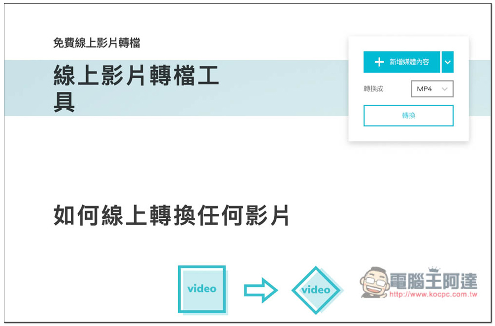 Video Converter 線上影片、音樂轉檔免費工具，支援 40 多種媒體格式，最大 2GB - 電腦王阿達
