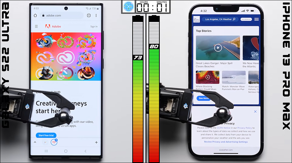 三星 Galaxy S22 Ultra vs iPhone 13 Pro Max 電池續航 PK - 電腦王阿達