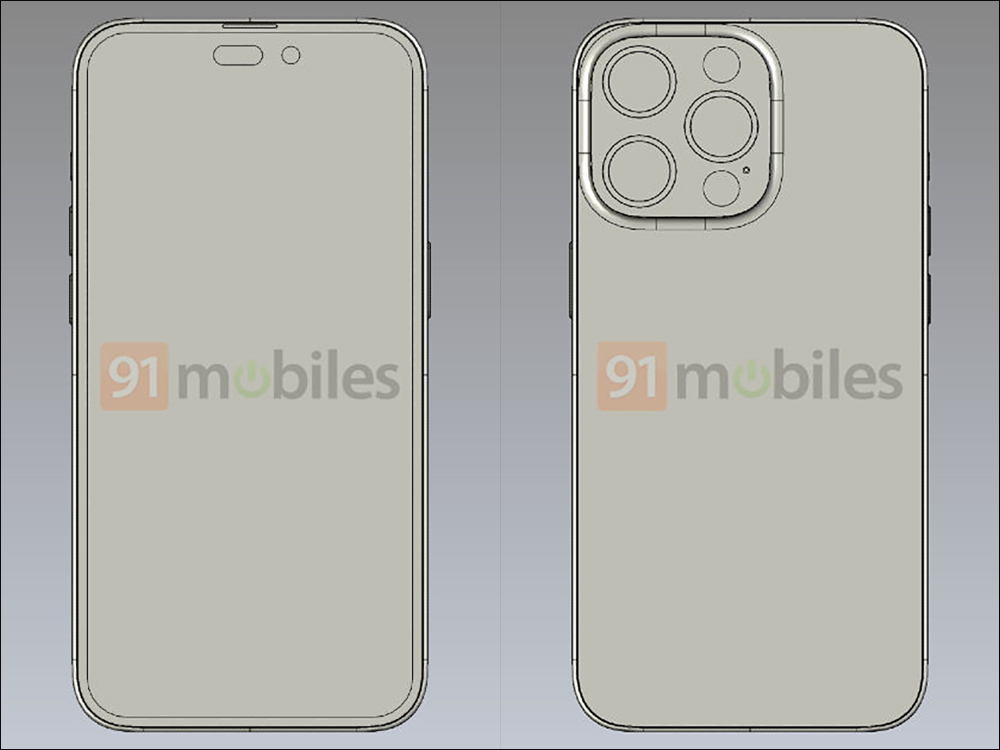 外媒釋出 iPhone 14 Pro 和 iPhone 14 的 CAD 渲染圖， 14 Pro 採用「驚嘆號」打孔螢幕與大尺寸主相機 - 電腦王阿達